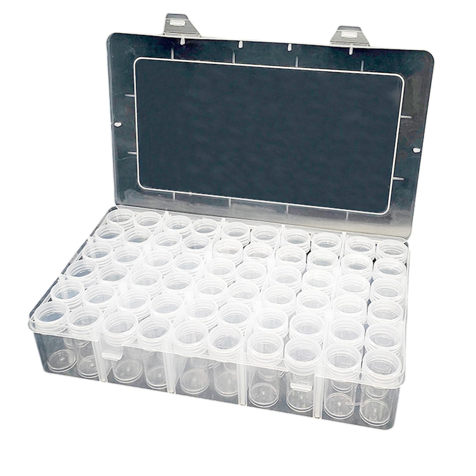 Shurhome Clear Round Bottles Organizers with Sticker Labels for Sorting Beads Small Parts Sturdy Storage Container Multiple Compartment Organizers