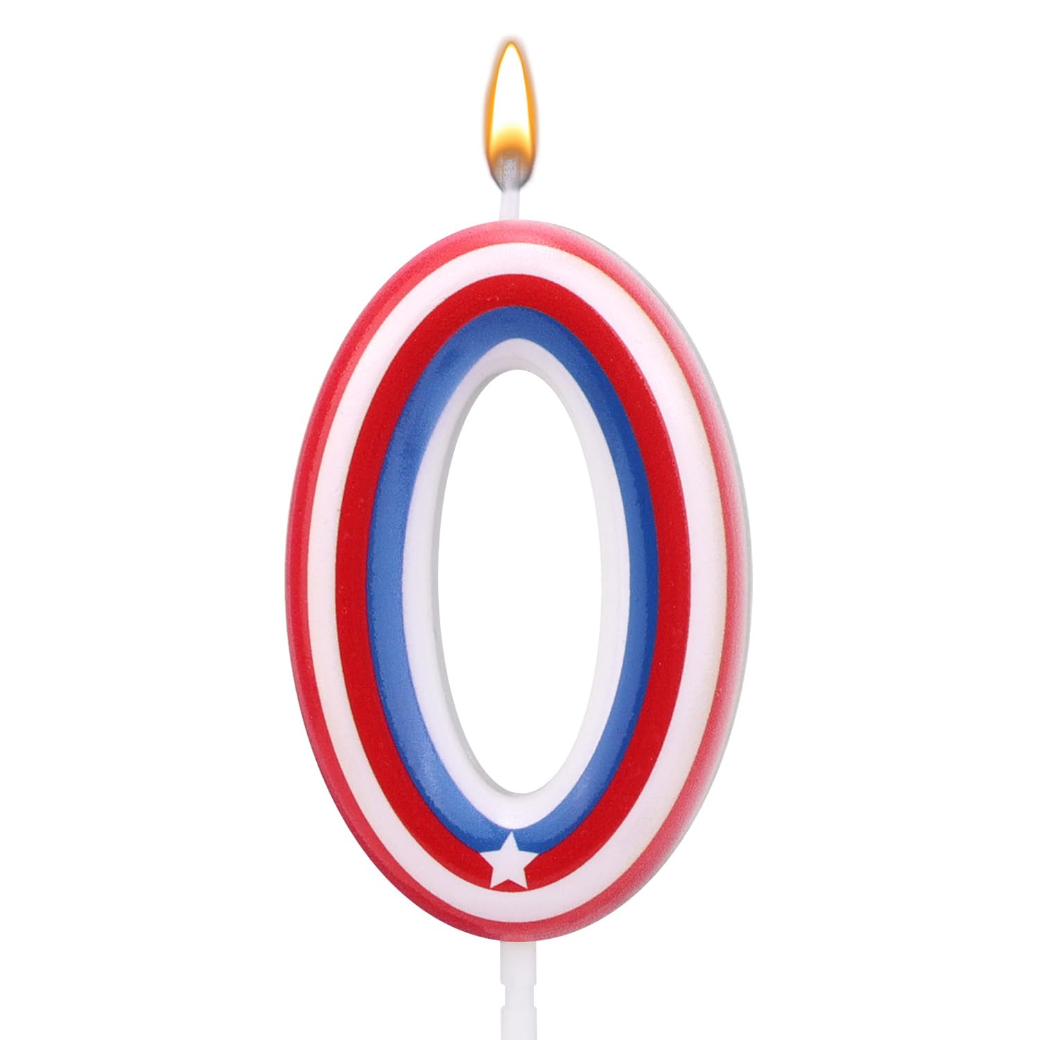Number Birthday Candles, Cartoon Theme Red White Blue 0-9 Number Birthday Cake Topper Hero Captain Birthday Candles America Birthday Candles for Kids