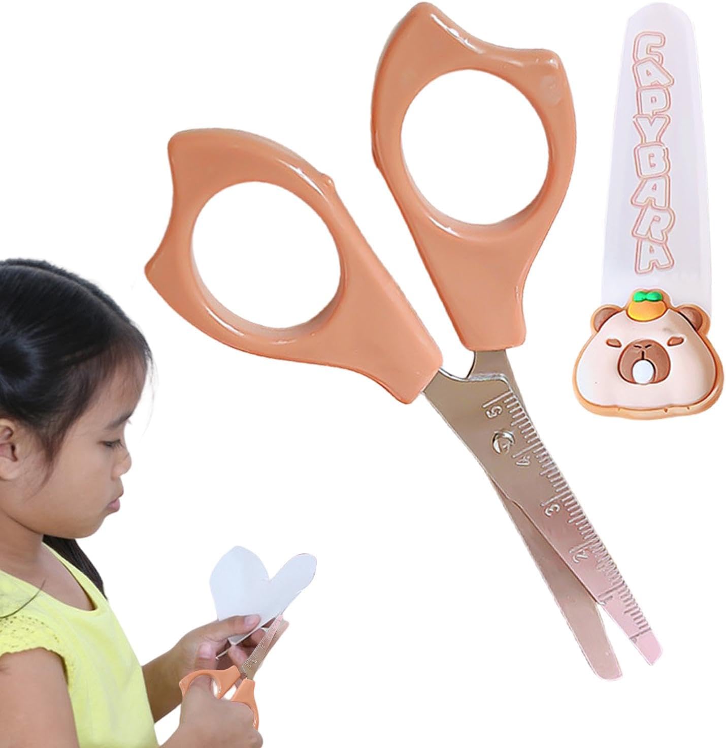 Children's Scissors, Cute Scissors, Capybara Cartoon Rounded Typing Scissors for Children, Small Cutting Pruning Accessories, Multifunctional Children's Activities with a Slip Handle
