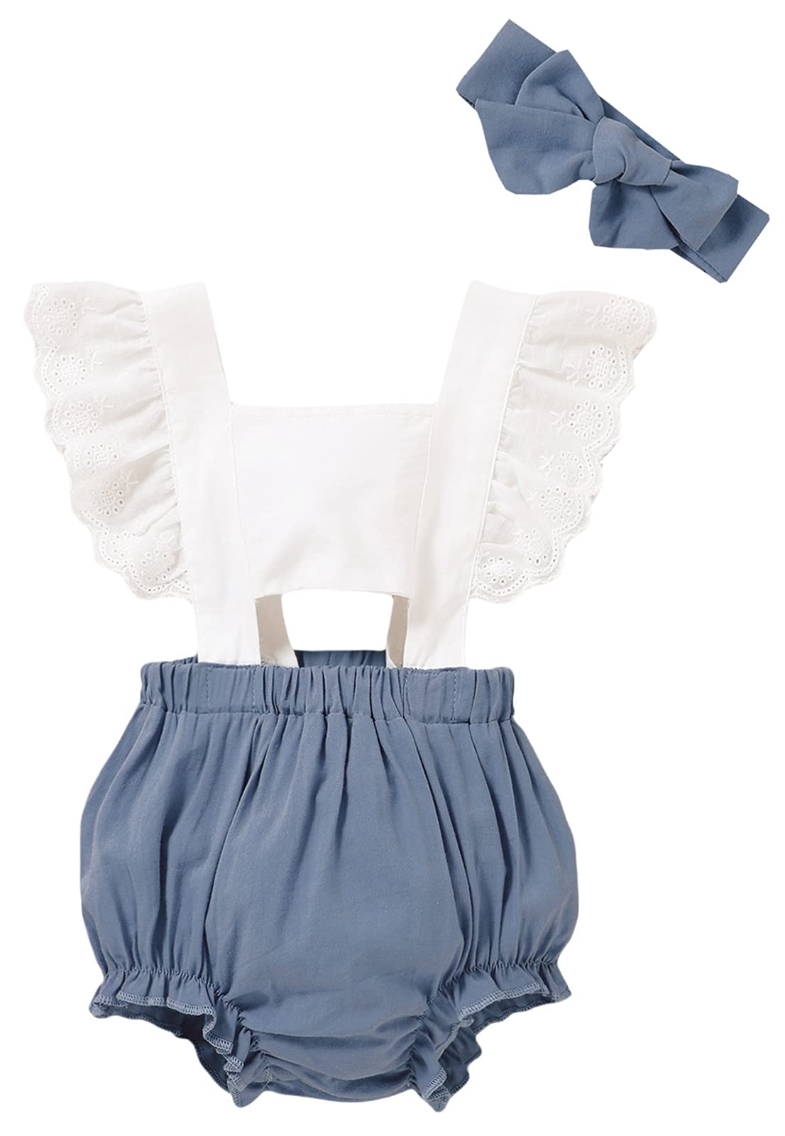 DAIMIDY Baby & Toddler Girls' Summer Romper with Headband, 6 Months - 3 Years