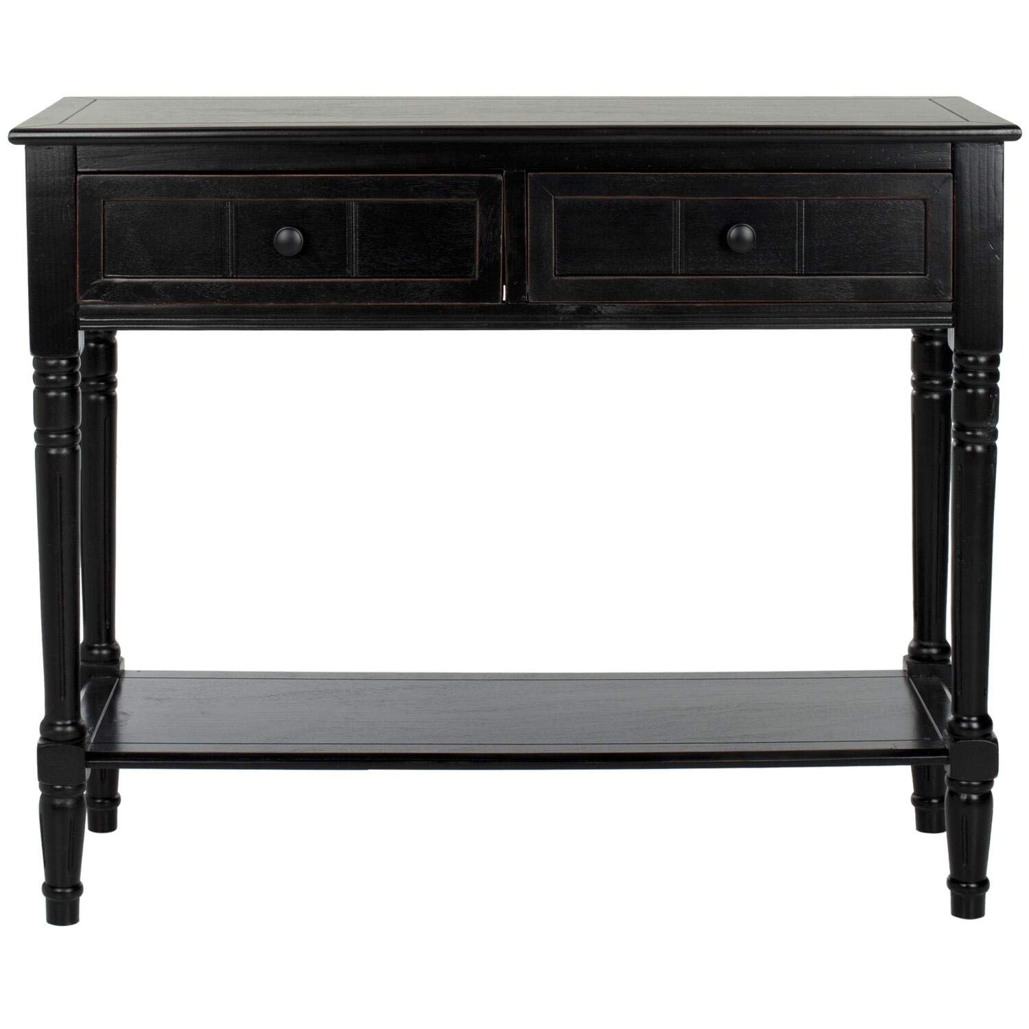 SAFAVIEH Home Collection - Samantha Entryway Console Table, Distressed Black 2-Drawer Storage Sofa Table (AMH5710B)