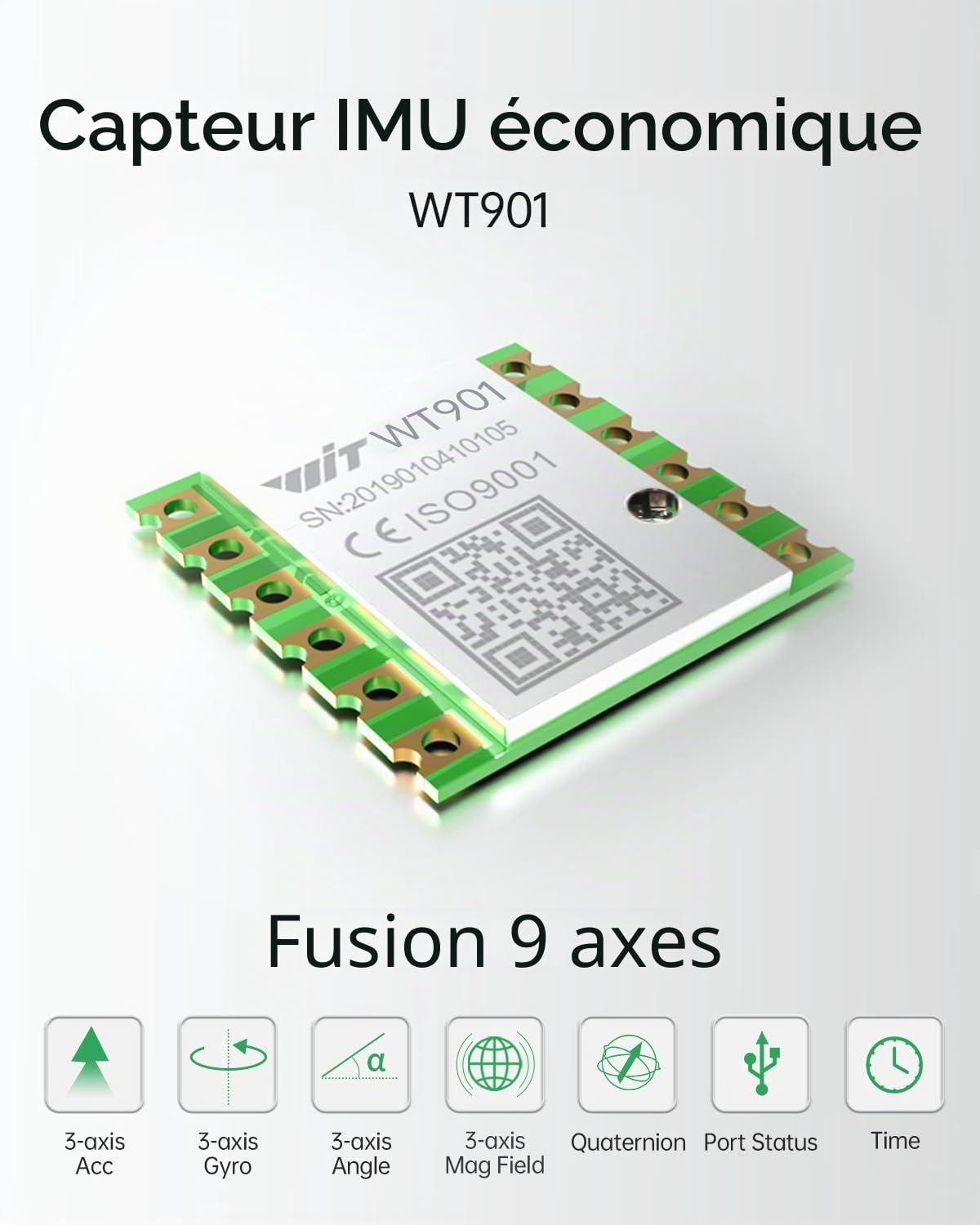 [Module IMU 9 axes] Module WT901 MPU9250, accéléromètre 3 axes, gyroscope, magnétomètre, inclinomètre, capteurs d'accélération AHRS, boussole numérique IIC/TTL