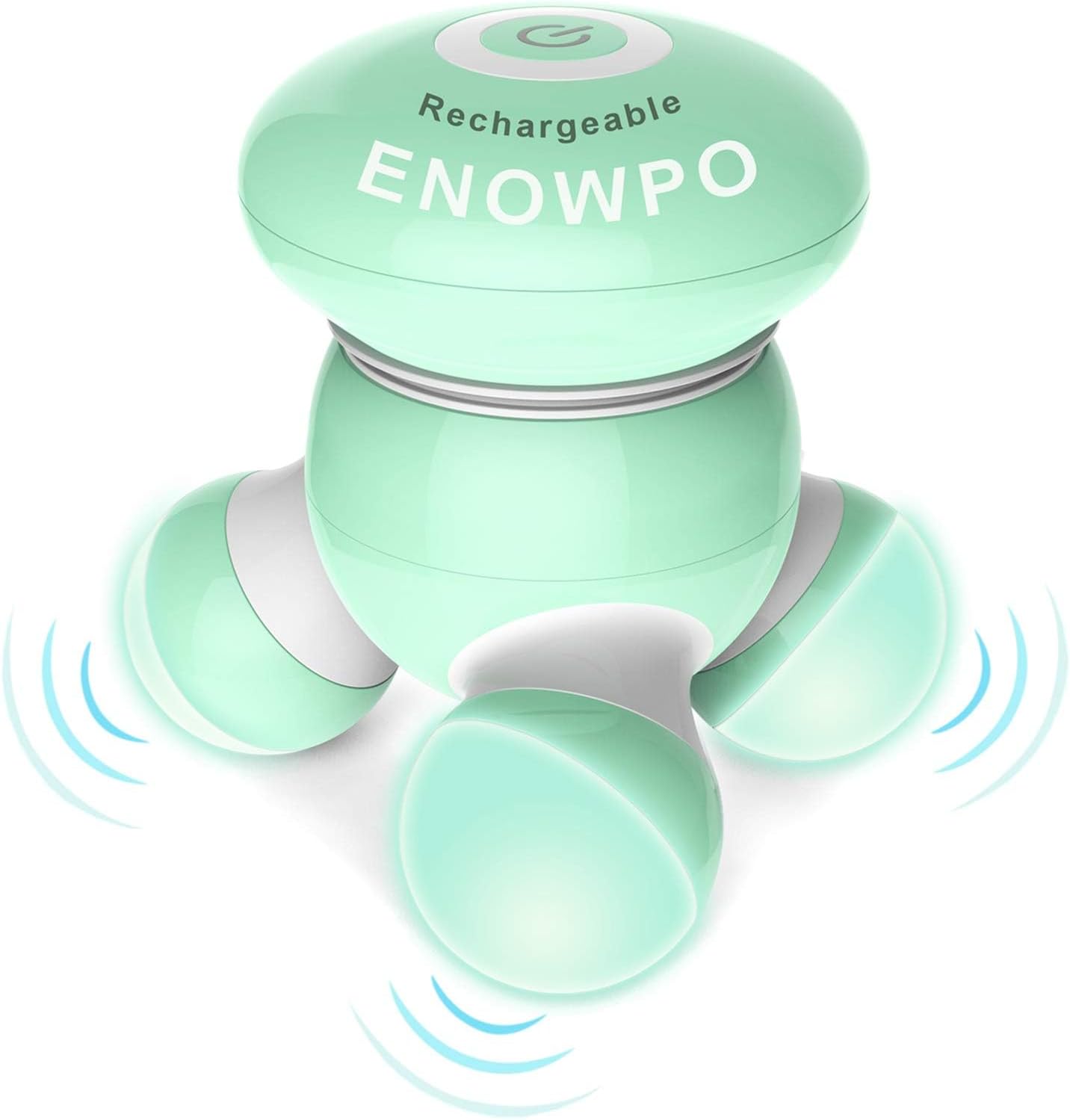 Mini Massager Handheld Rechargeable Massage Tool for Neck Back Shoulder Whole Body with LED Light, 4-Speed Settings-Green