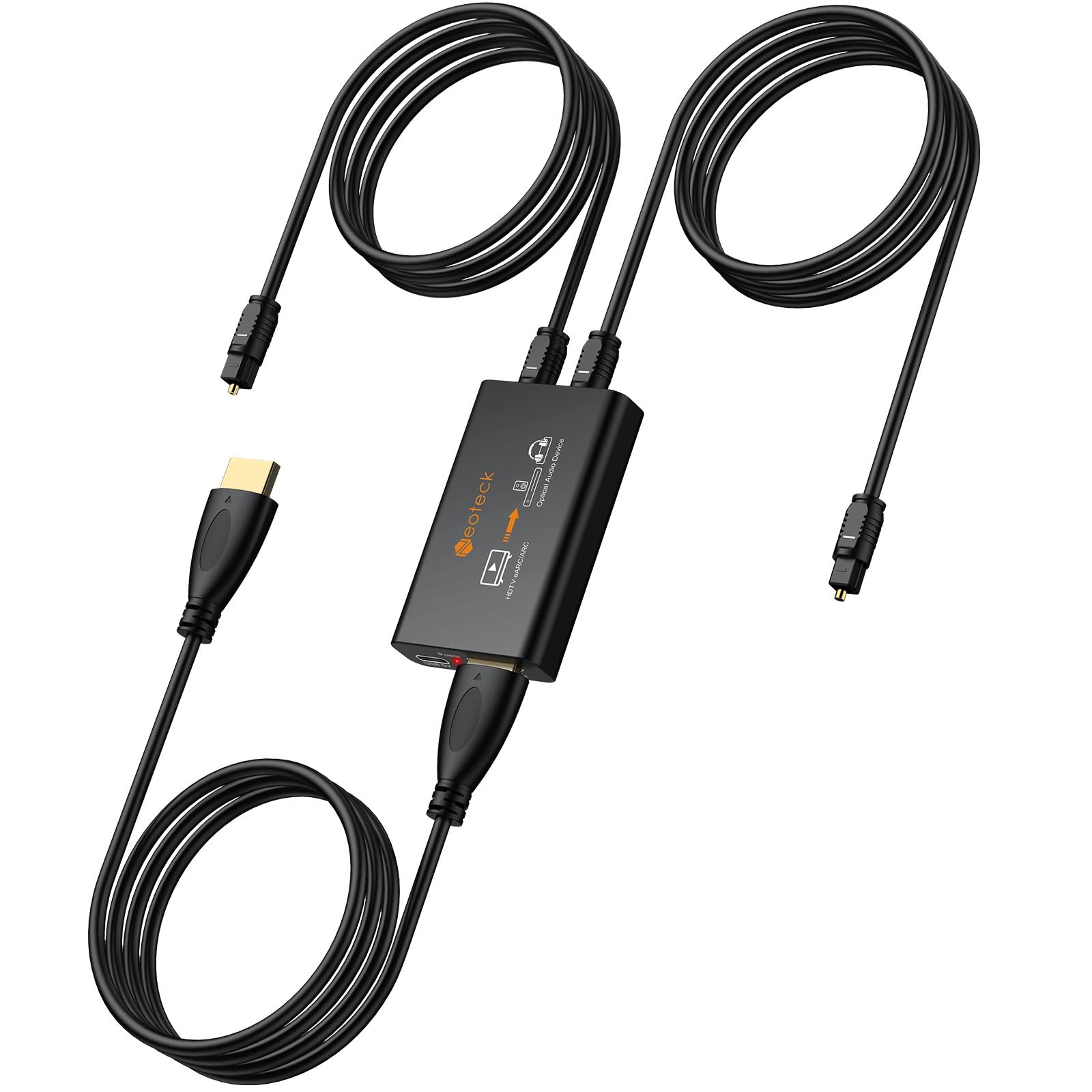 Neoteck Adattatore HDMI eARC/ARC Doppio Ottico 192KHz Uscita Sincronizzata | Convertitore Audio PCM 2.0 Surround 5.1 Plug e Play per Soundbar Cuffie Wireless Amplificatori TV e Sistemi Home Theater