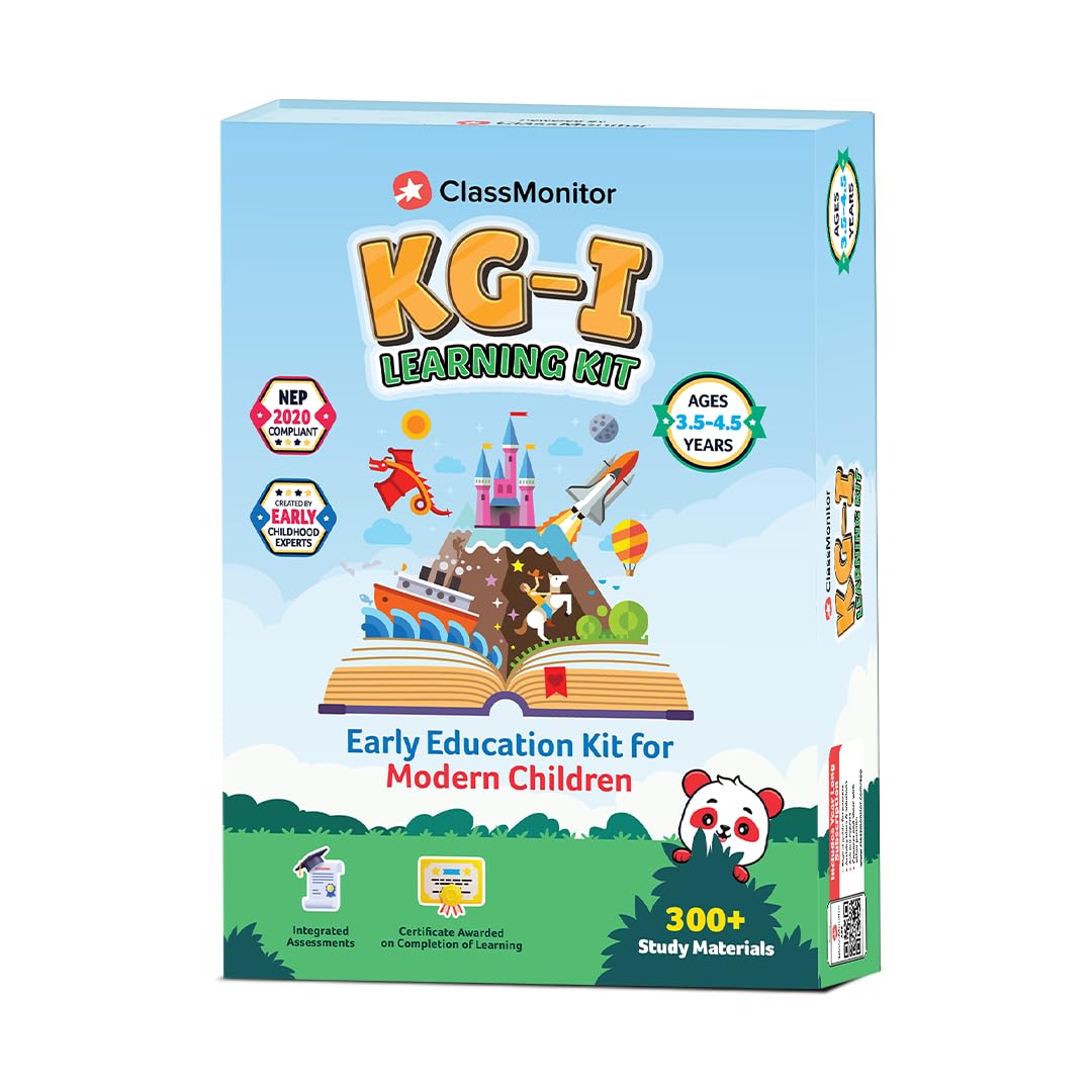 ClassMonitor KG1 Annual Learning Kit for 3 4 5 Years | 300+ Worksheets, Flashcards & Activities | English, Numbers, Shapes, Colors, Stories, Rhymes | Preschool Gift & Educational Kit for Kids