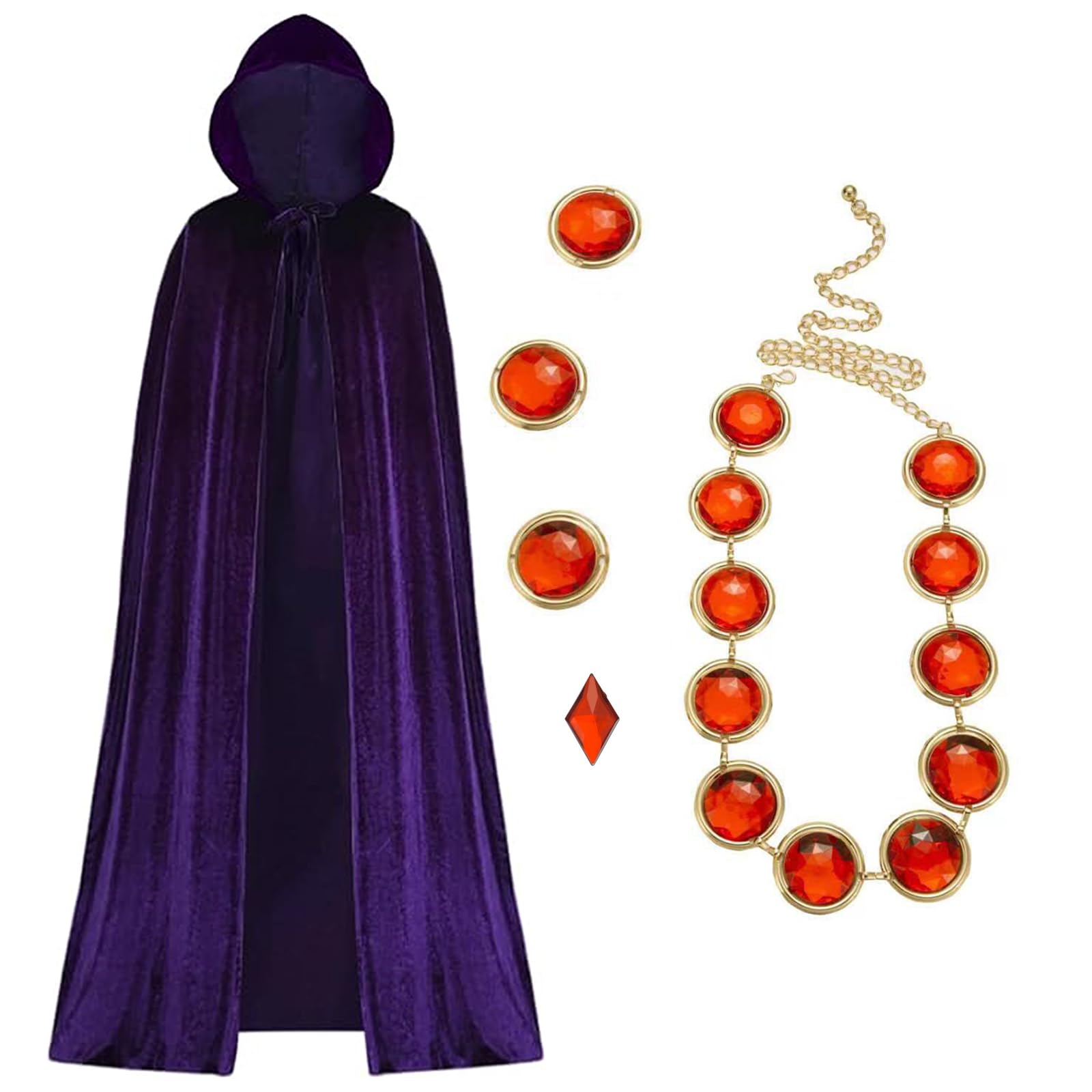 6 Pcs Purple Cape Costume Set with Hood for Cosplay Halloween Fancy Dress
