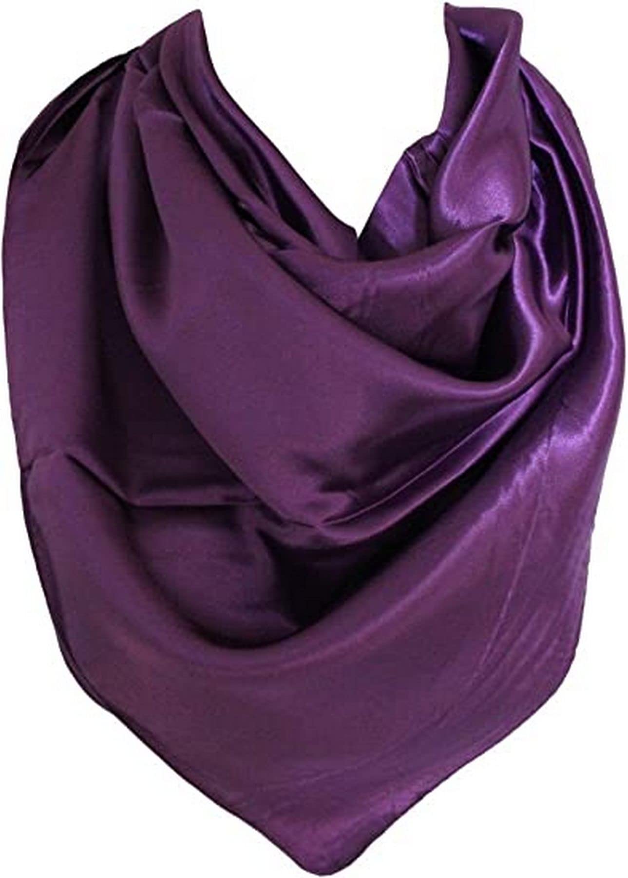 Scarf Shack Women's Dark Purple ’S Silk Feel Square Hair Scarf Sleeping Headscarf, Solid Plain Vibrant Colors Bandana (Dark Purple)