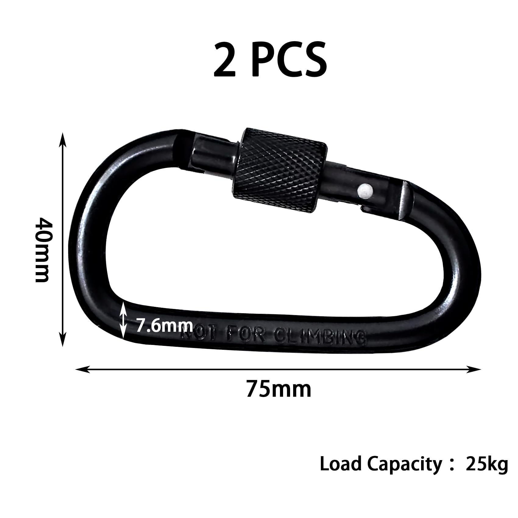 2 Piezas Mosqueton Negro,Mosqueton Pequeño,Mosquetones Pequeños,Carabiner,para Colgar Objetos Pequeños,Pescar,Acampar,Decorar