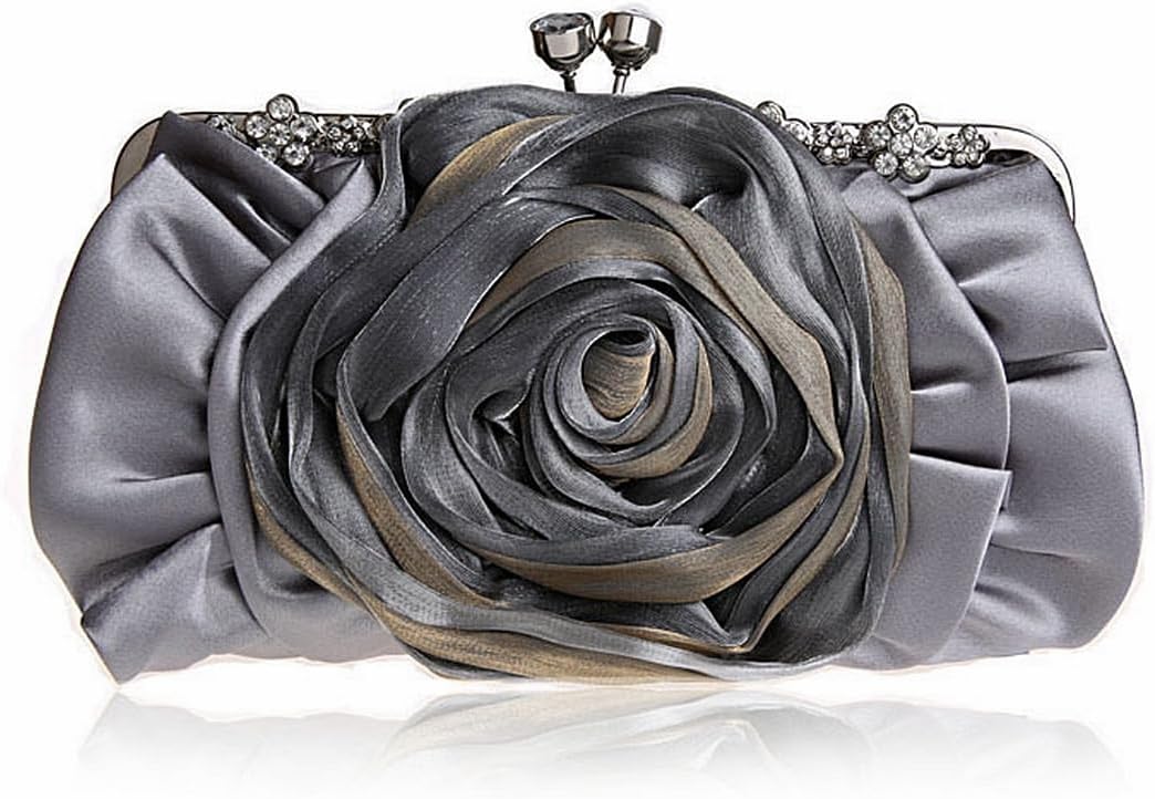 DJBM Floral Clutch Purses for Women Satin Clutch Evening Bag Party Prom Handbags Bride Purse