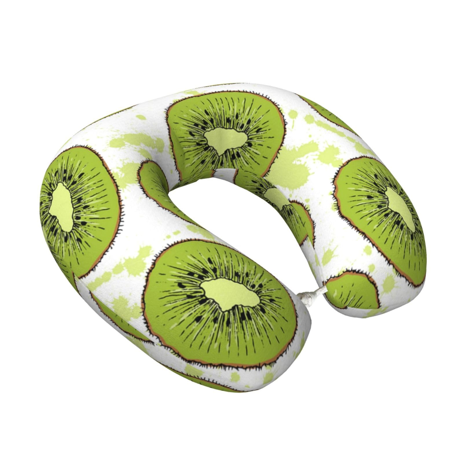 LKYMOH Kiwi Fruit, Travel Neck Pillow U-Shaped Memory Neck Support Soft Comfortable With Washable Cover For Airplane Car Traveling and Office
