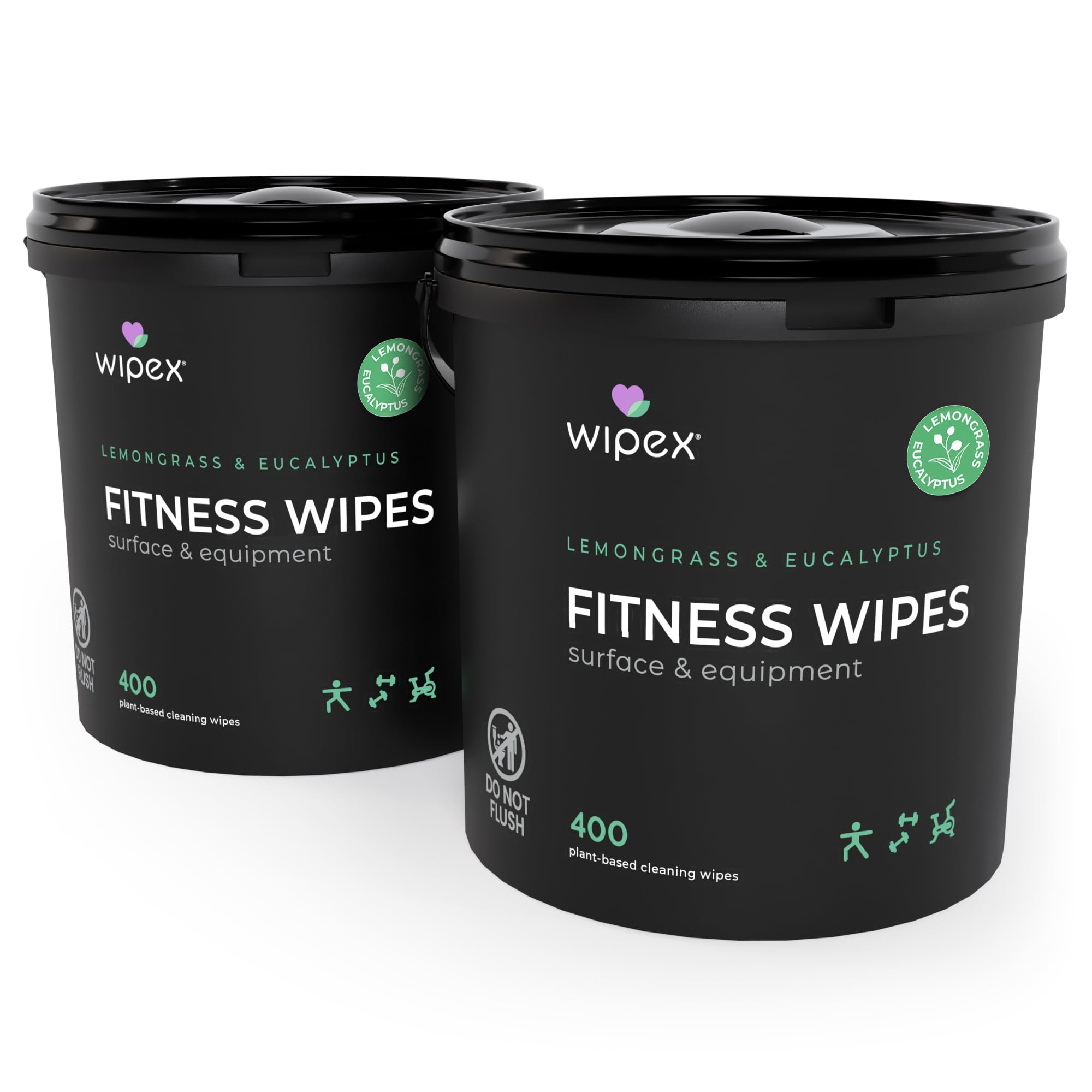 Wipex Gym Plant-Based Wipes Natural Surface Equipment Cleaning with Lemongrass Eucalyptus Vinegar for Home or Fitness Studio Great