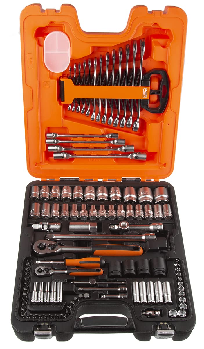 Bahco S108 1/4In & 1/2In Drive Socket & Combination Spanner Set, 108 Piece
