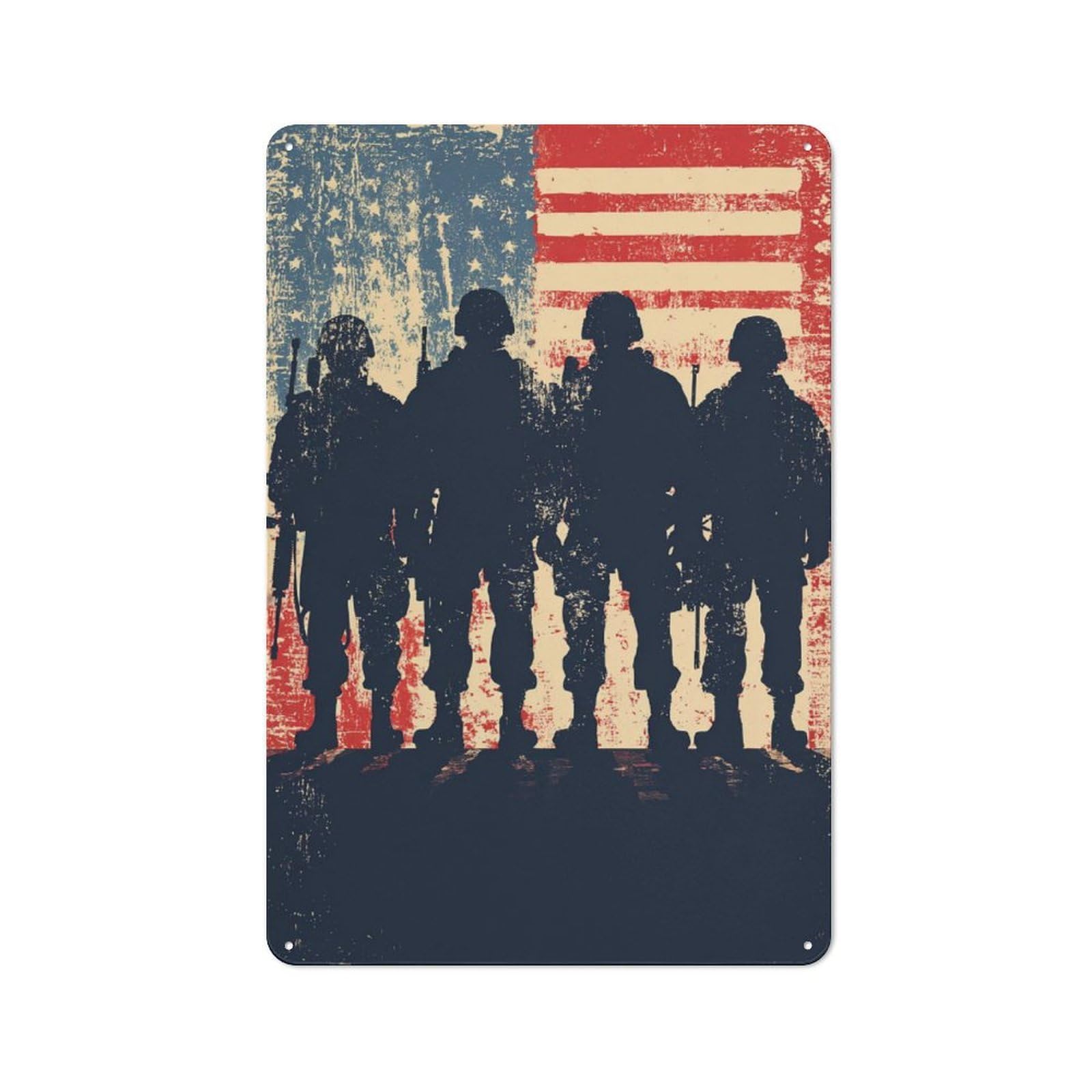 Junmoney Silent Defenders Rustic Tin Wall Plaque 30X20cm For Studio Or Craft Room, For Garage, Workshop And Man Cave Decoration