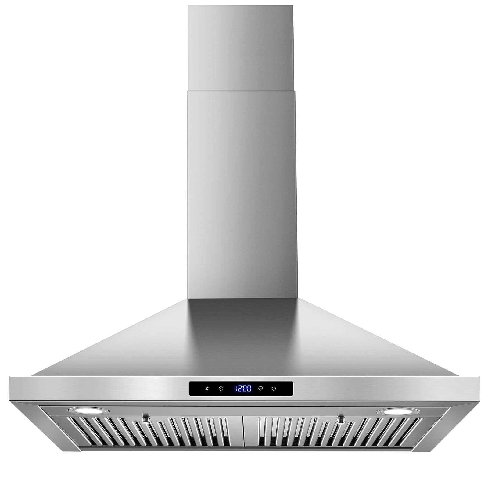 Wall Mount Range Hood 30 inch Kitchen Hood 700 CFM with Ducted/Ductless Convertible Duct, Touch Control, Permanent Filters, Stainless Steel, 3 Speed Exhaust Fan, LED Light