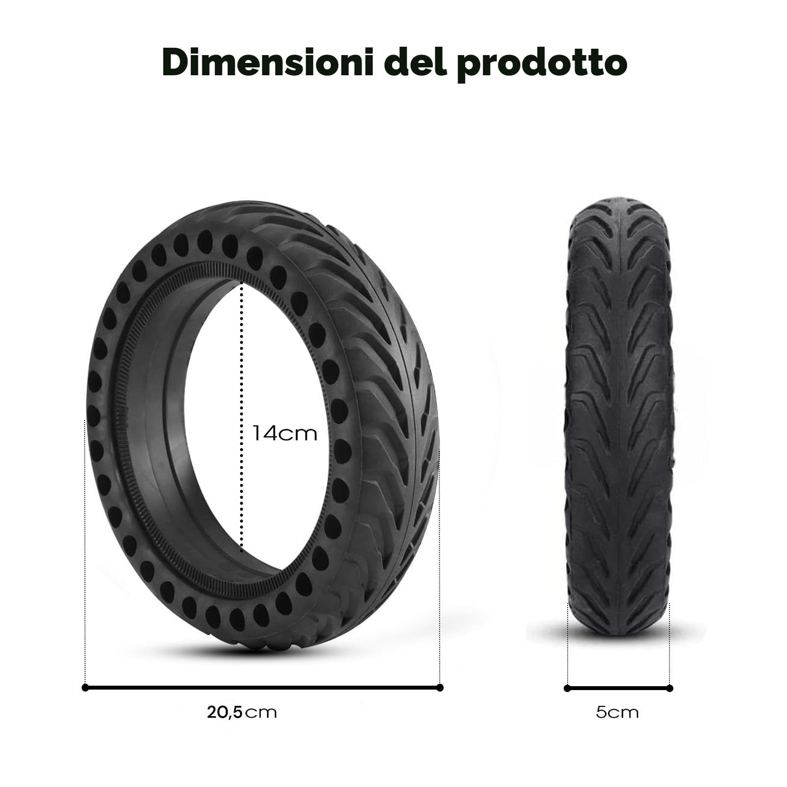 ANSENI® Pneumatico per Monopattino Elettrico, Antiforatura 8 1/2,per Xiaomi M365/Mi PRO 2/ 1S, Cecotec, e Tutti Gli Scooter da 8,5 Pollici