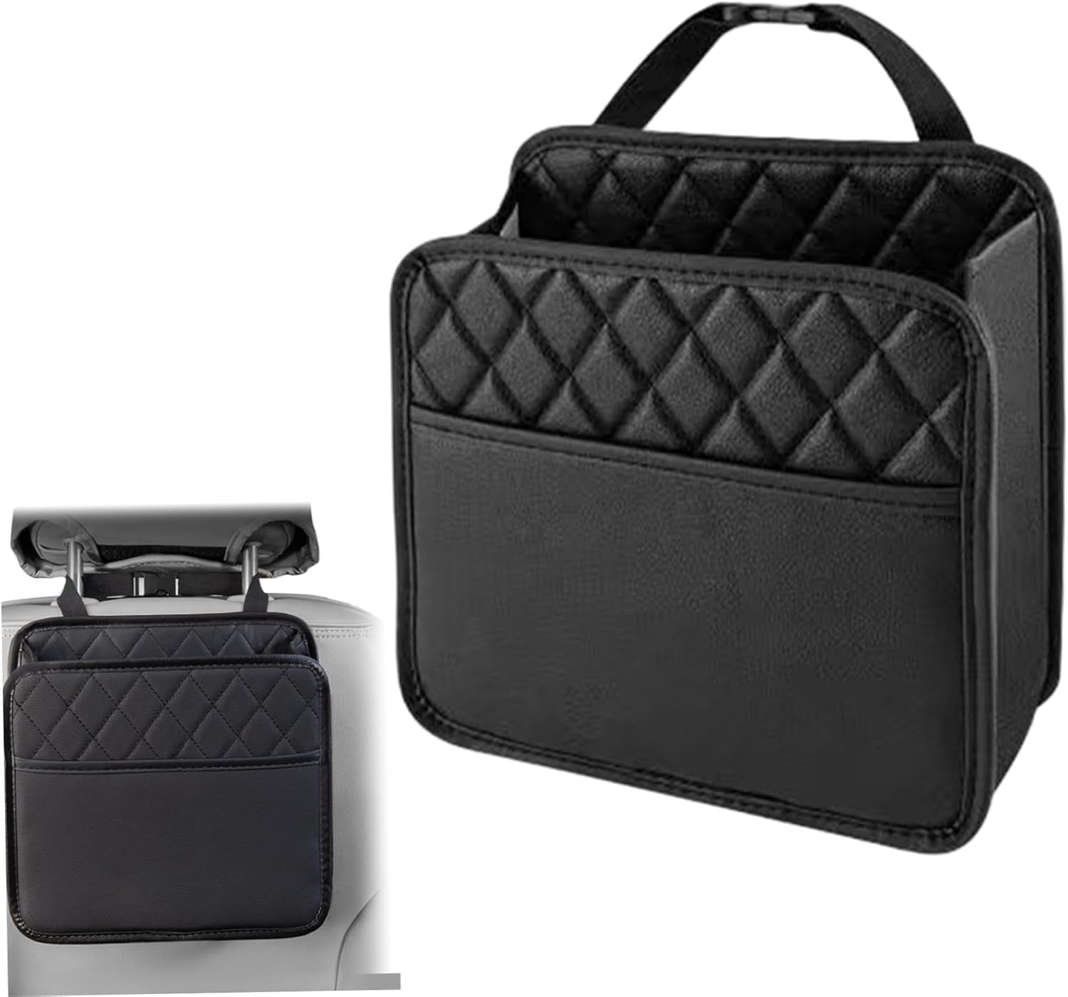 BLIXAR Car Seat Back Hanging Bag,Car Seat Back Organizer Leather,Backseat Car Organizer,Car Storage Organizer Back Seat Hanging,Universal Car Seat Organizer(Black,1PC)-image-25