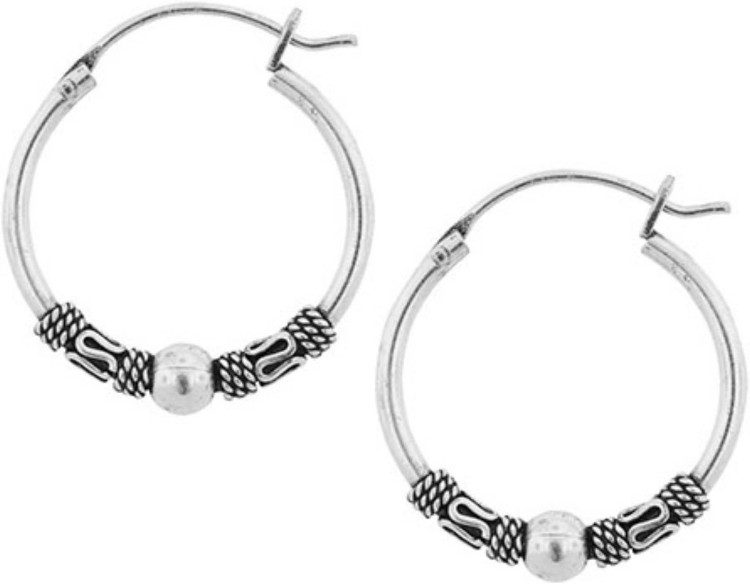 Tomas Sterling Silver 20mm Bali Serpentine Ball Hoop Earrings
