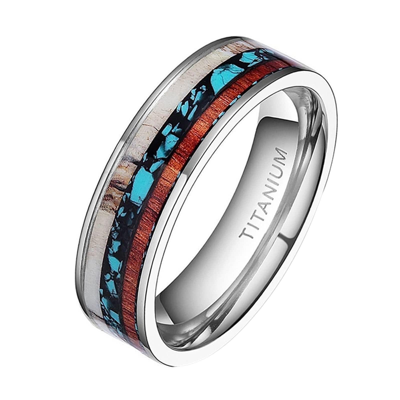 Bague en Titane Homme et Femme Promesse Personnalisable, 6MM/8MM Rond avec Motif Bague Promesse Argent pour Homme