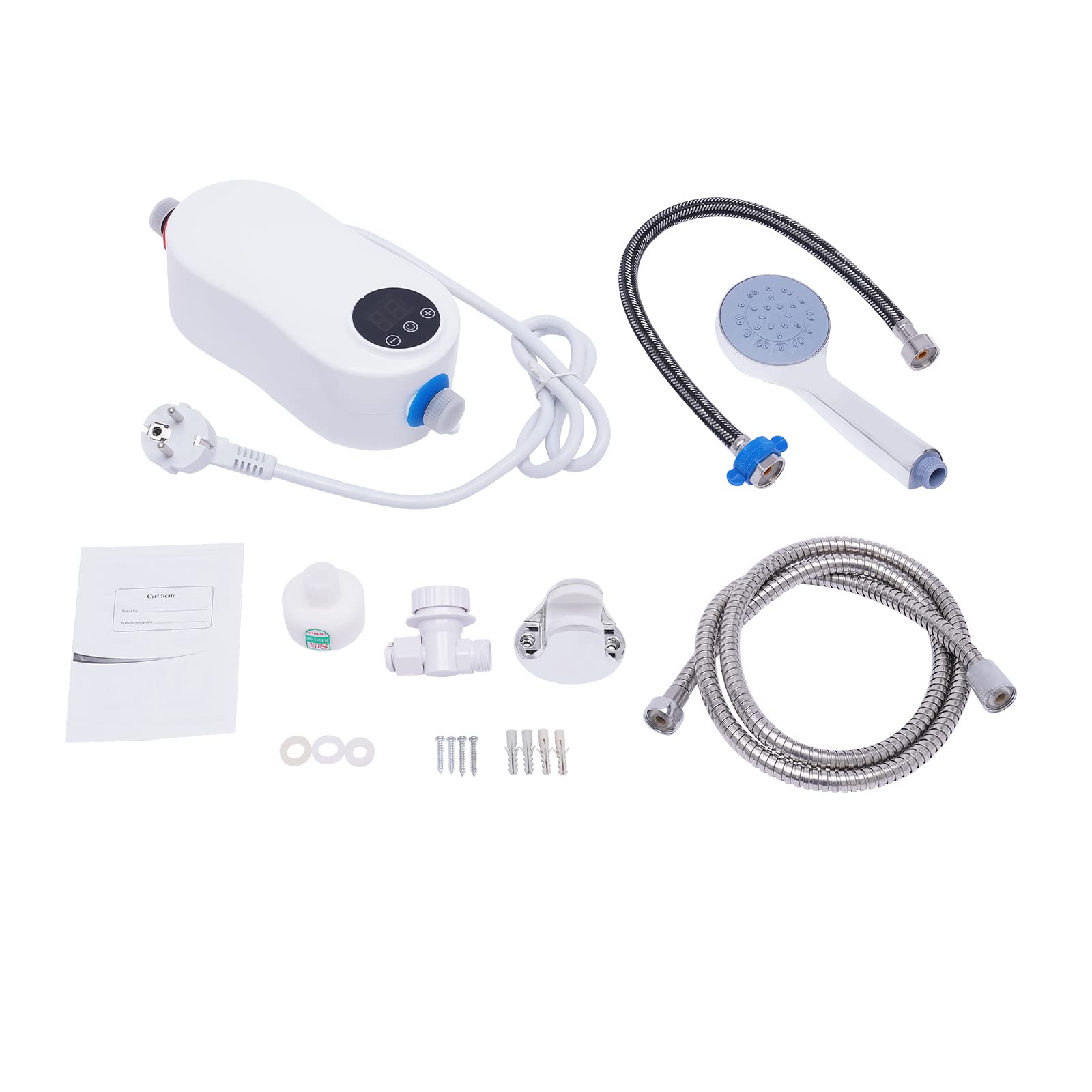Scaldabagno elettrico istantaneo 5500 W Mini scaldabagno istantaneo con soffione doccia e indicatore LED Riscaldamento istantaneo Scaldabagno istantaneo per lavabo, cucina, bagno, IPx4 impermeabile