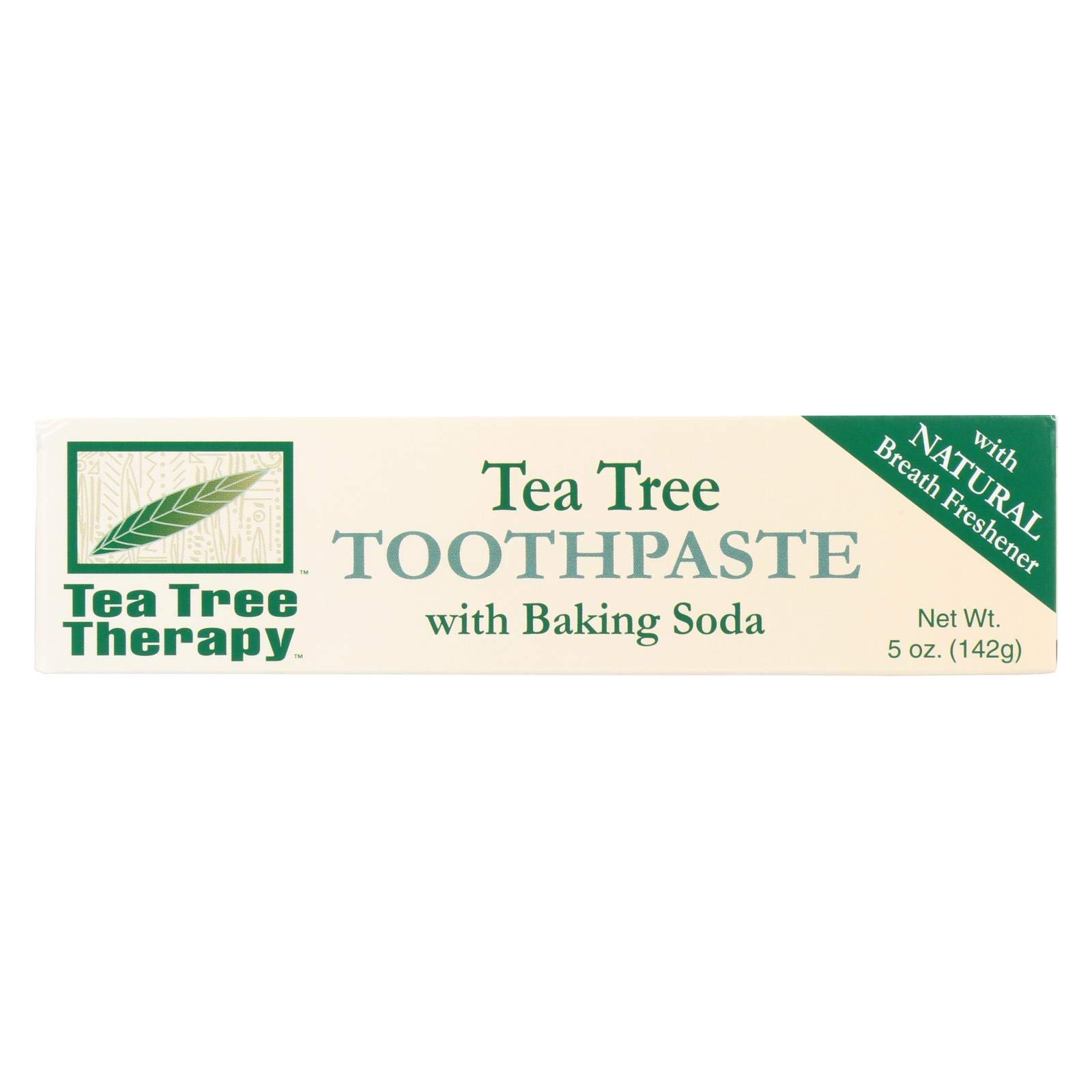 Tea Tree Therapy Natural Breath Freshener Toothpaste with Baking Soda & Tea Tree Oil | Net Wt. 5 oz (142g) | Fluoride-Free | Freshens Breath & Cleans Teeth