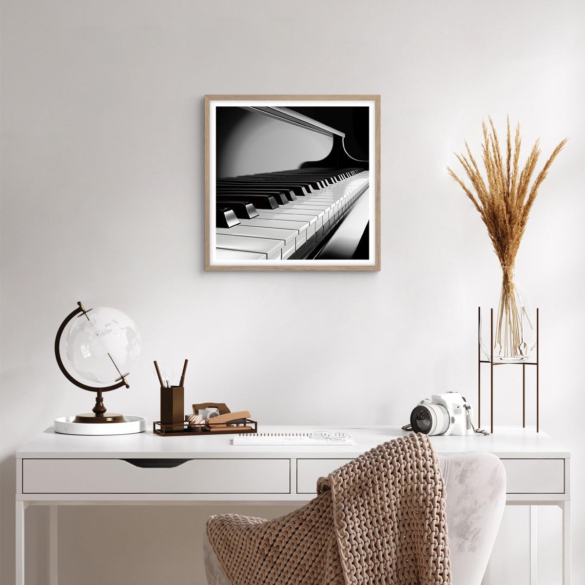 Poster Con Cornice Rovere Chiaro 50x50 Cm – Stampa Moderna Linea Singola, Arte Murale Per Soggiorno E Camera, ARTTOR
