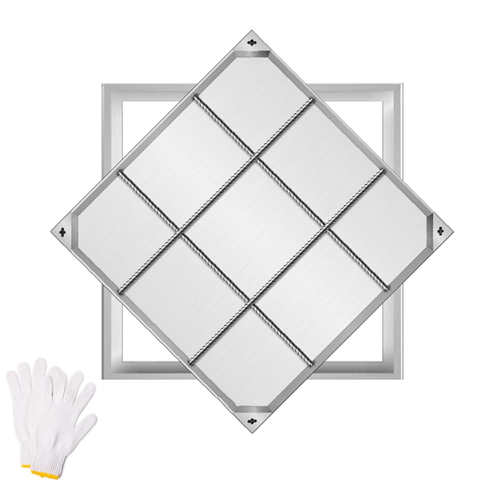 Chiusino Pozzetto da Incasso con Base di Montaggio, Tombino Canaletta Quadrata Invisibile, Capacità di Carico 500 Kg, per Cortile, Prato, Giardino e Marciapiede(50x50x5cm/20x20x2in)