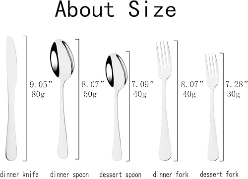 Miniatura 3 de JASHII Juego clásico de cubiertos de acero inoxidable, 20 piezas de lujo para 4, moderno juego de utensilios de cocina para el hogar, restaurante,