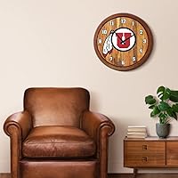 Vista 13 de The Fan-Brand NCAA Oklahoma Sooners: Faux Barrel Top Wall Clock Sports Team Bar Sign Décor - Home Man Cave, Party Decoration - Made On Demand