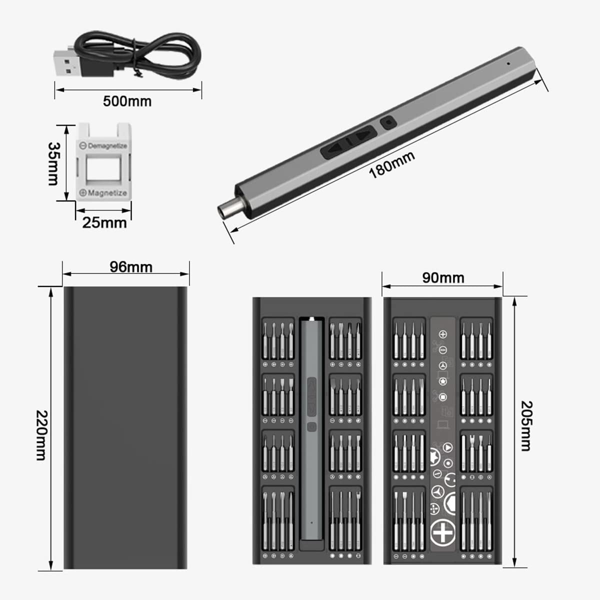Tournevis Electrique Sans Fil,66 en 1 Tournevis de Precision,Tournevis électrique-precision Avec LED,Kit Tournevis de Précision,Mini Tournevis,Tournevi Electronique Pour jouets, montres