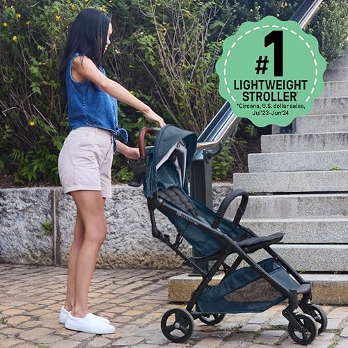 Image of Ingenuity 3Dquickclose CS+ Compact Fold Stroller - Lightweight Stroller with Oversized Canopy, Extra-Large Storage and Compact Fold, Deep Ocean