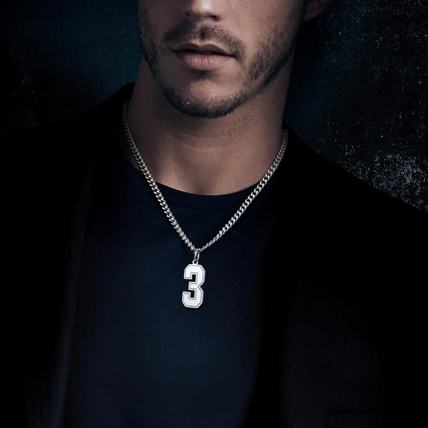 FindChic Sports Jersey Number 0 to 9 Necklaces for Men Boys Stainless Steel/ 18K Gold Plated/Black Custom 00-999 2/3 Digits Number Pendant Personalized Jewelry, with Gift Box - Image 2