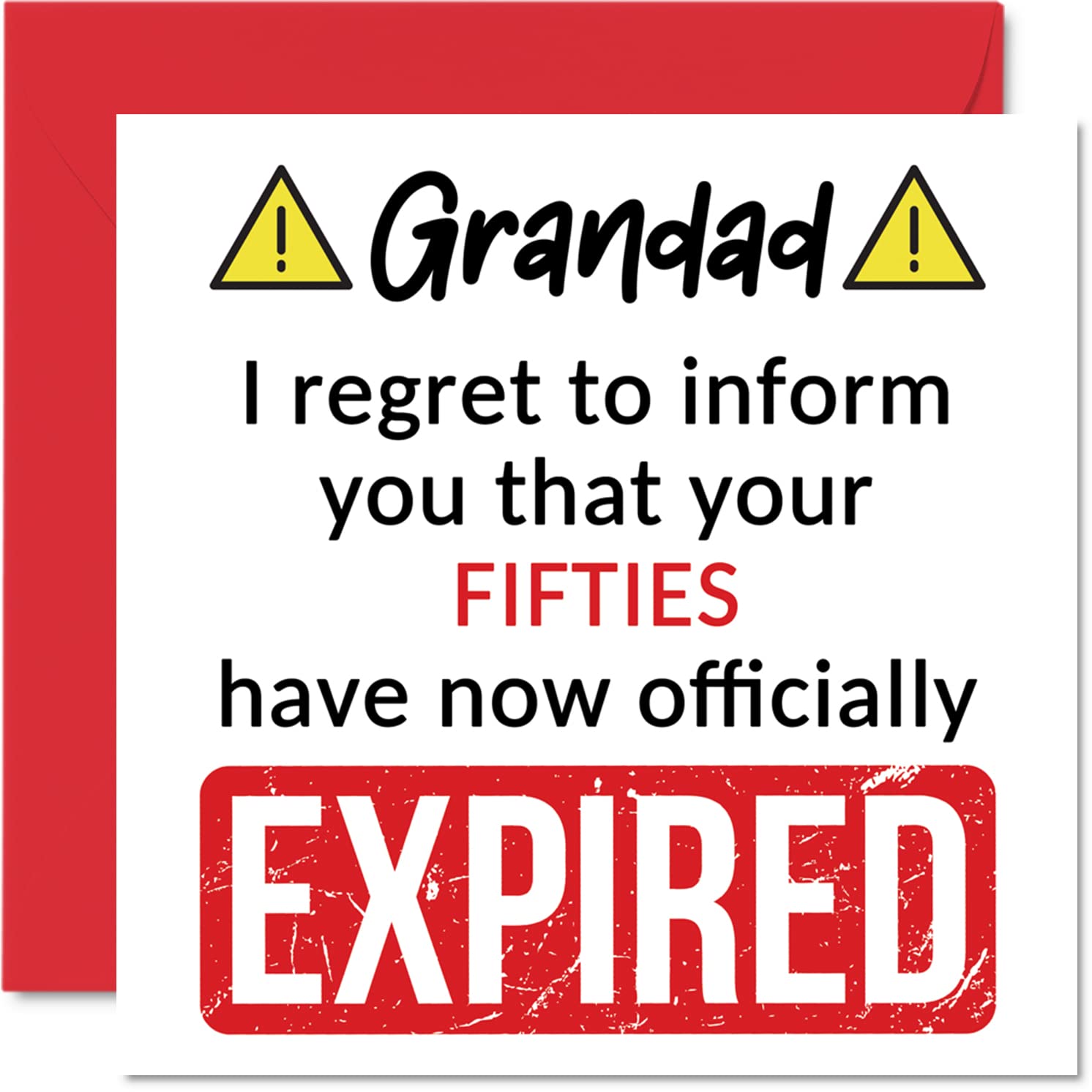 Funny 60th Birthday Cards for Grandad - Your Fifties Have Expired - Happy Birthday Card for Grandad Grandpa from Grandson Granddaughter, 145mm Banter Joke Humour Bday Greeting Cards Gift