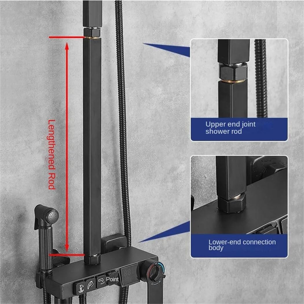 Stainless Steel Rain Shower Rod Extension Tube 30/40Cm Square Shower Extension Rod For Shower Bathroom Accessories