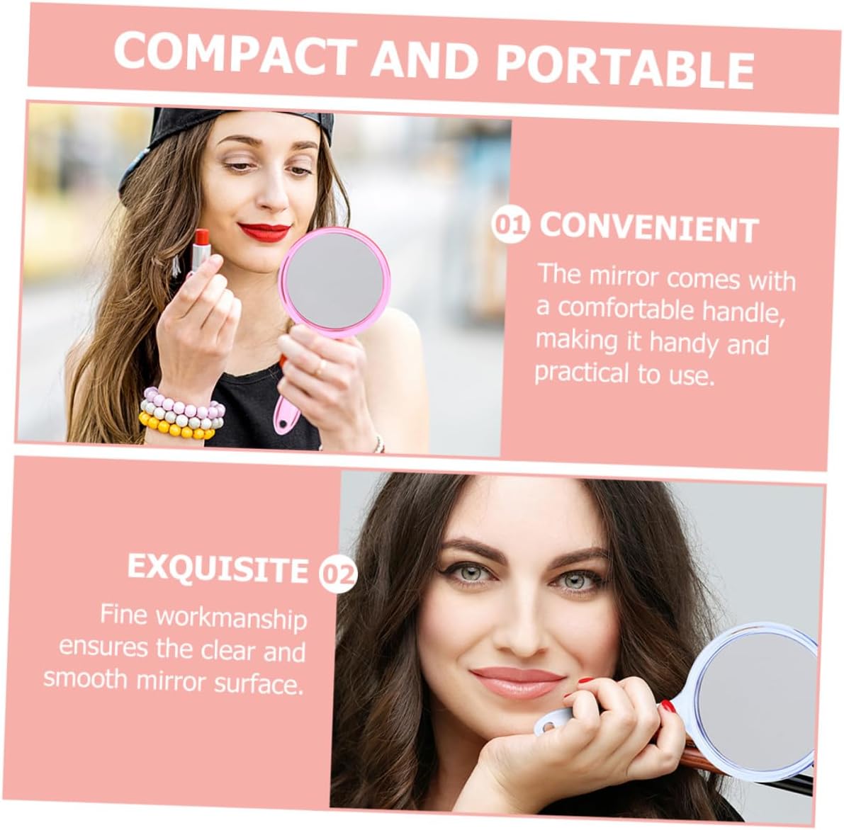 Ciieeo Handheld 3pcs Dual Sided with Magnification Makeup Mirror image 4