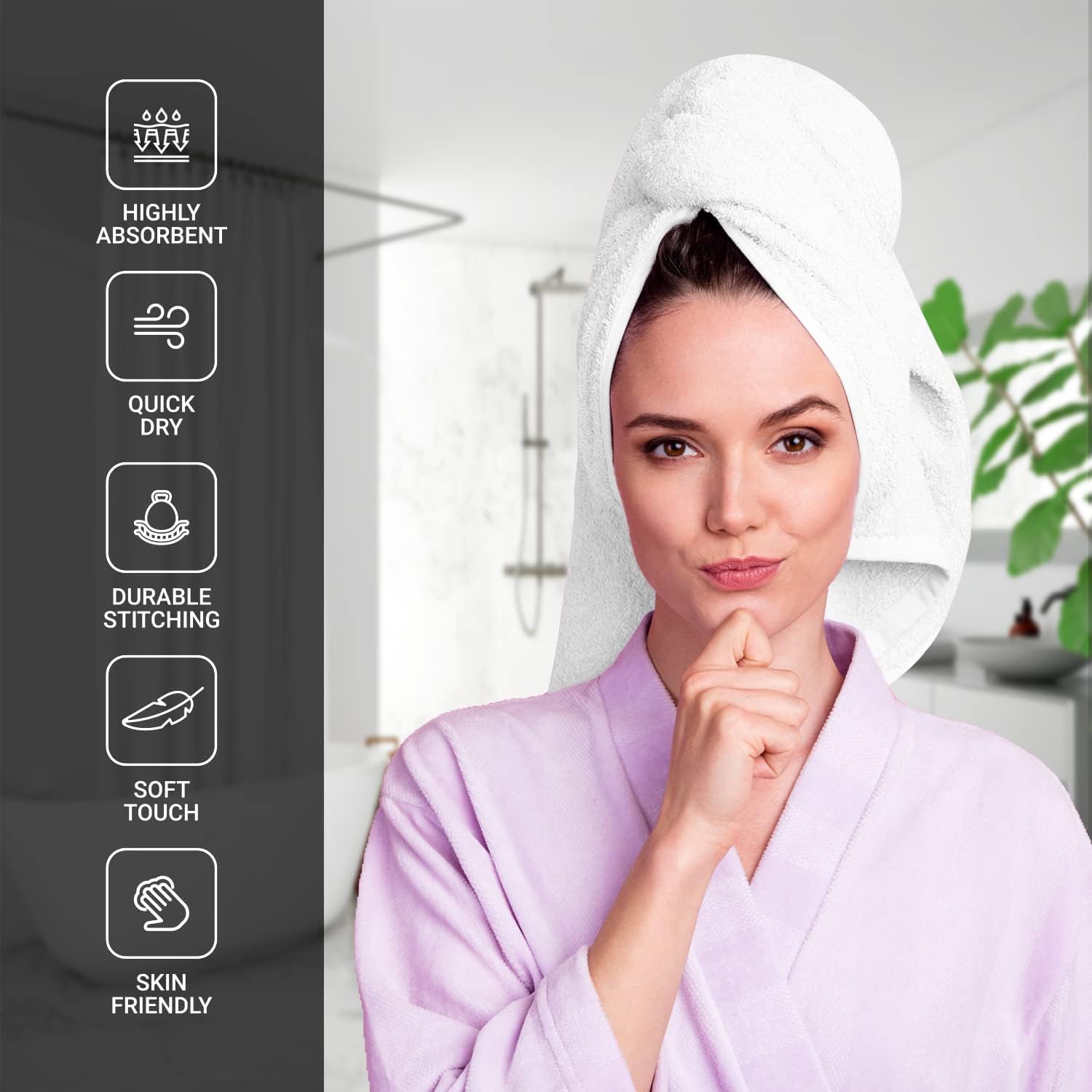 Bath Towels Set of 4 – 100% Cotton White Bath Towels 27 x 54 Inches, Soft & Absorbent Body Towels for Bathroom, Spa & Gym, Quick Drying Luxury Towels for Shower & Everyday Use