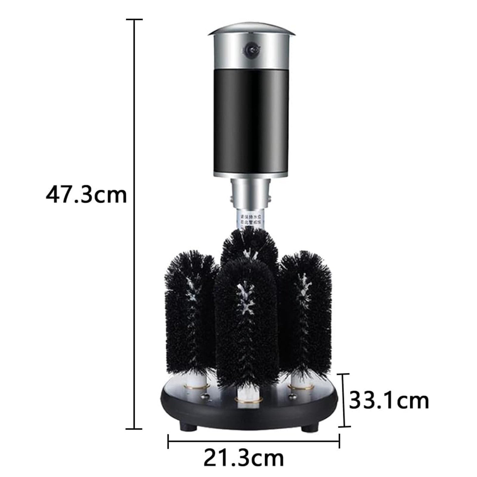 Lavadora de vidrio comercial con limpieza rápida de 360° y 5 cepillos desmontables para eliminar manchas en bares y banquetes