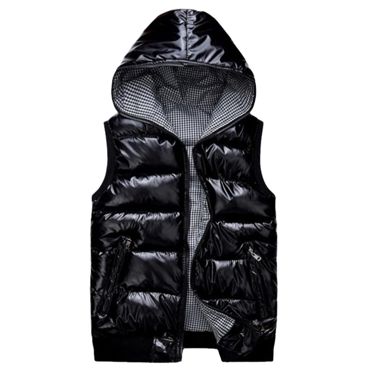 Chaleco de otoño e invierno para mujer chaqueta sin mangas con capucha negra 3XL diaria 3