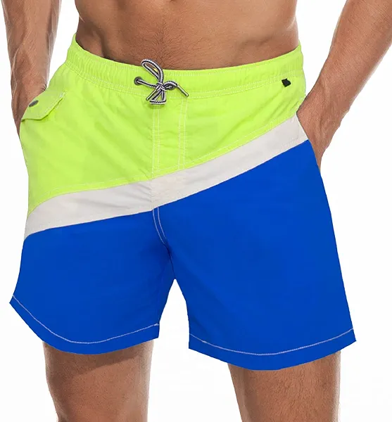 vxsvxm Men's Swim Trunks Quick Dry Athletic Swimwear Shorts with Mesh Lining and Pockets