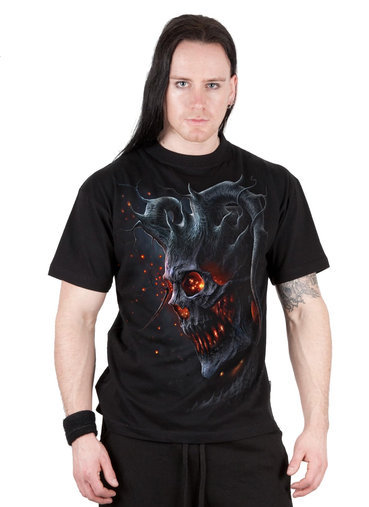 Spiral Death Embers Hombre Camiseta Negro 100% algodón Regular