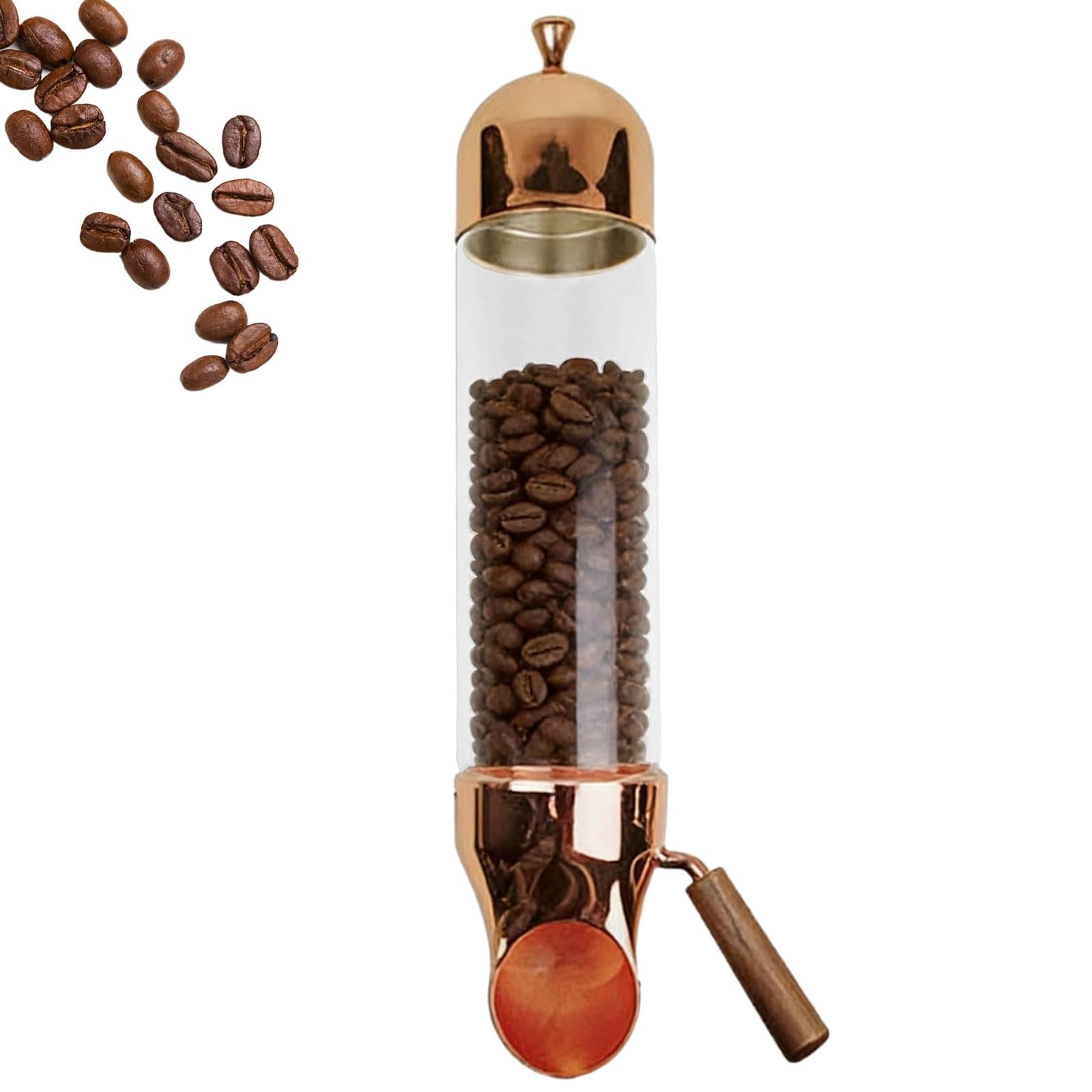 VitalisWorks Coffee Bean Storage Dispenser, Wall-Mounted Cereal Container, Adjustable Bean Output, Suitable for Coffee Beans, Candy, Tea, and Grains (Brass 80cm)