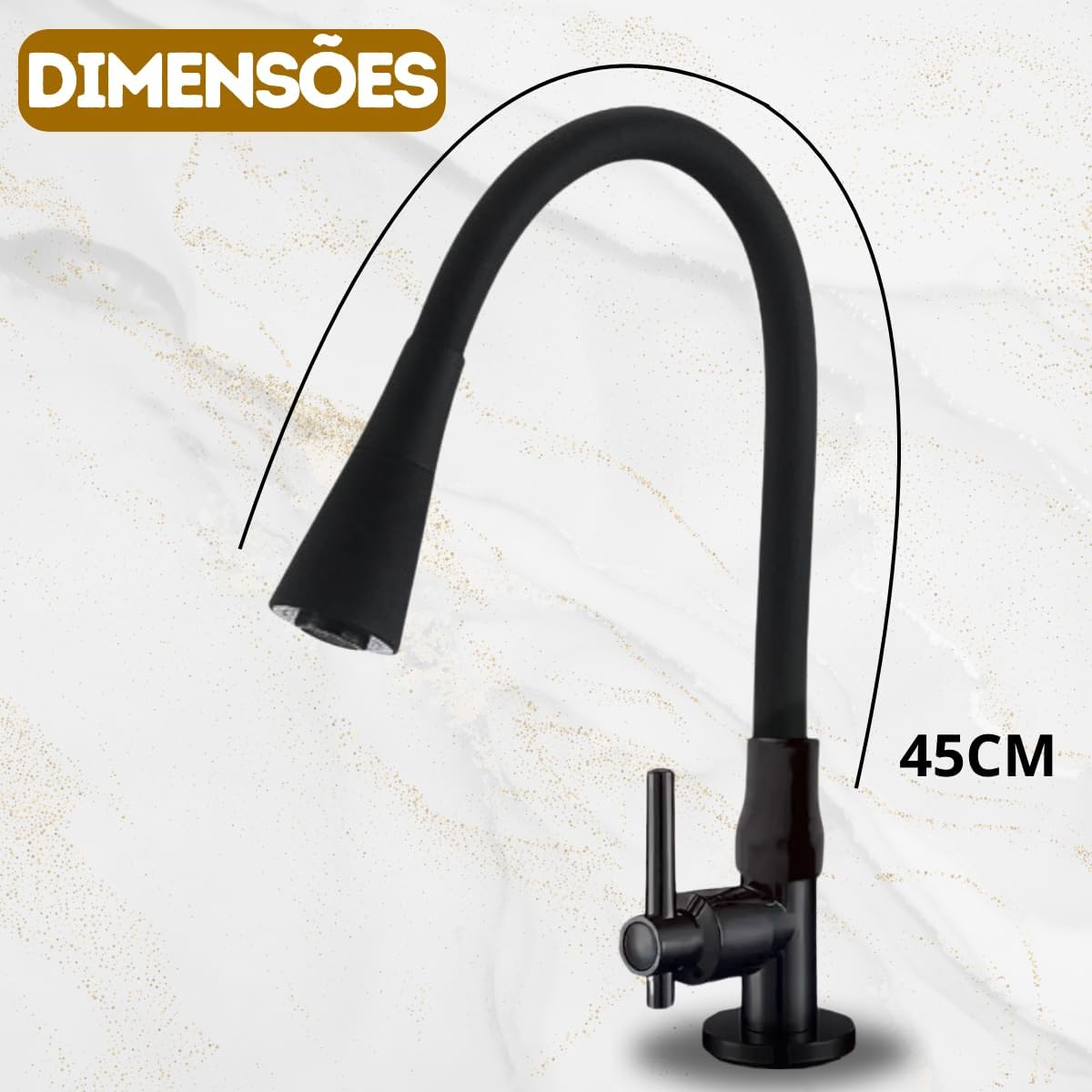 Torneira Gourmet para Bancada Cozinha, Flexível, Base Metálica, 2 Jatos, Preta MZcell Torneira Gourmet para Bancada Cozinha, Flexível, Base Metálica, 2 Jatos, Preta MZcell