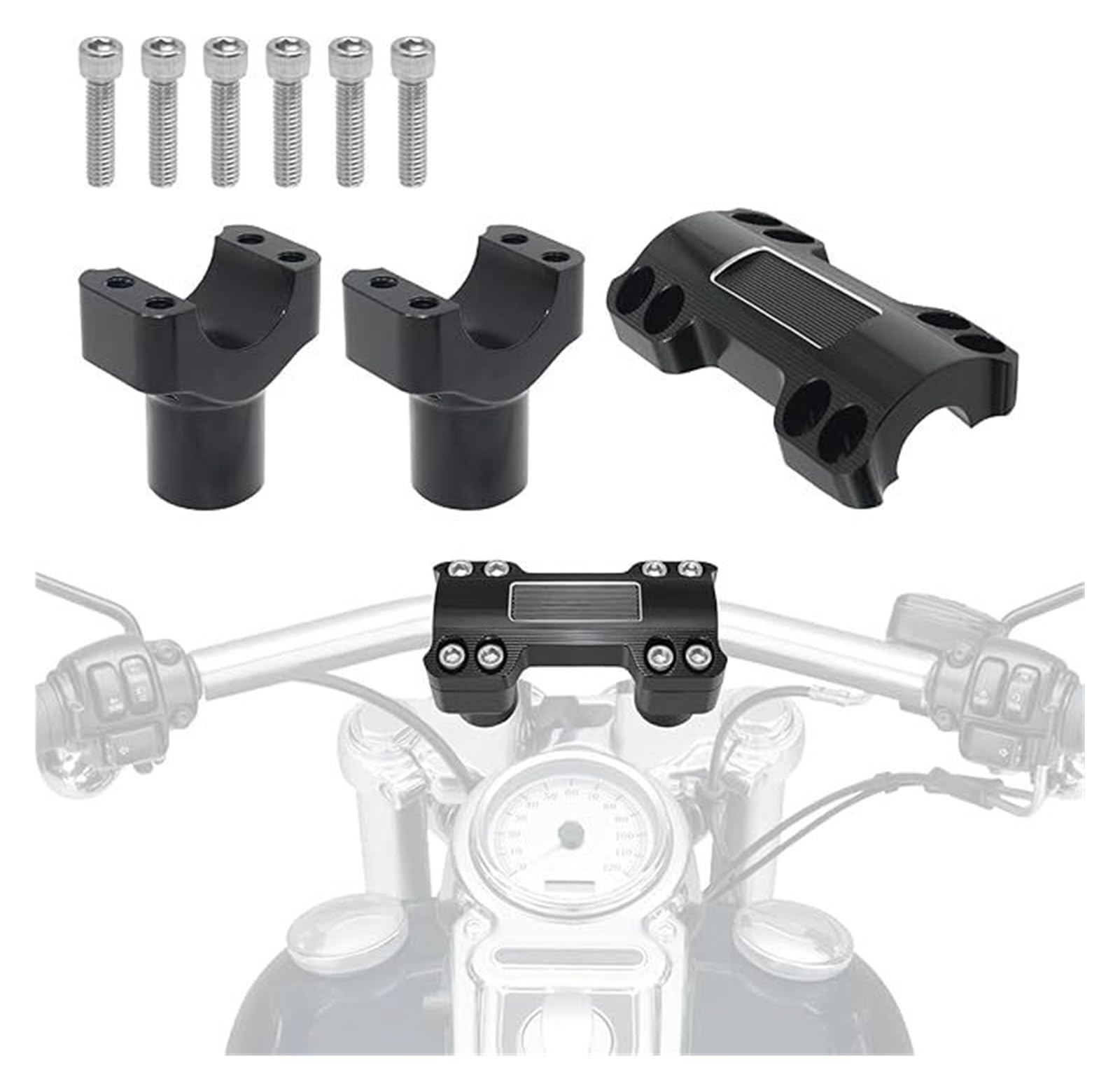 Élévateurs De Guidon 2 Pouces Haut avec Zone Couverture Serrage 1.25 pour Davi&dson Softail, Fat Boy, Breakout, Dyna, Touring Moto Pontet Guidon