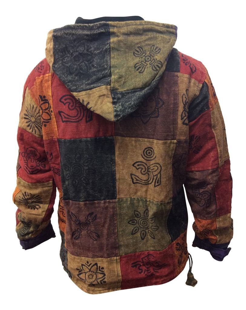 SHOPOHOLIC FASHION Mens Multicoloured Patchwork Fleece Hoodie Jumper(M) - Image 4