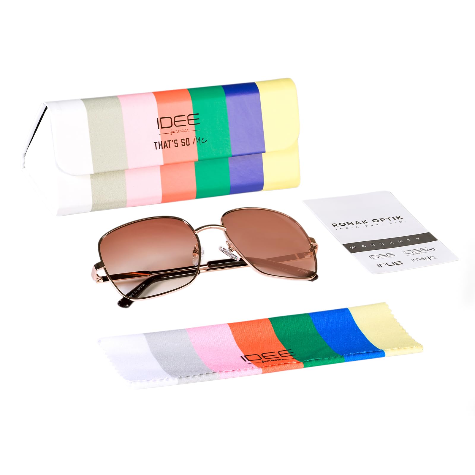 IDEE 100% UV-geschützte Sonnenbrille | Farbverlauf | Groß | Vollrand | Damen | Quadratisch | Gestell: Gold | Gläser: braun