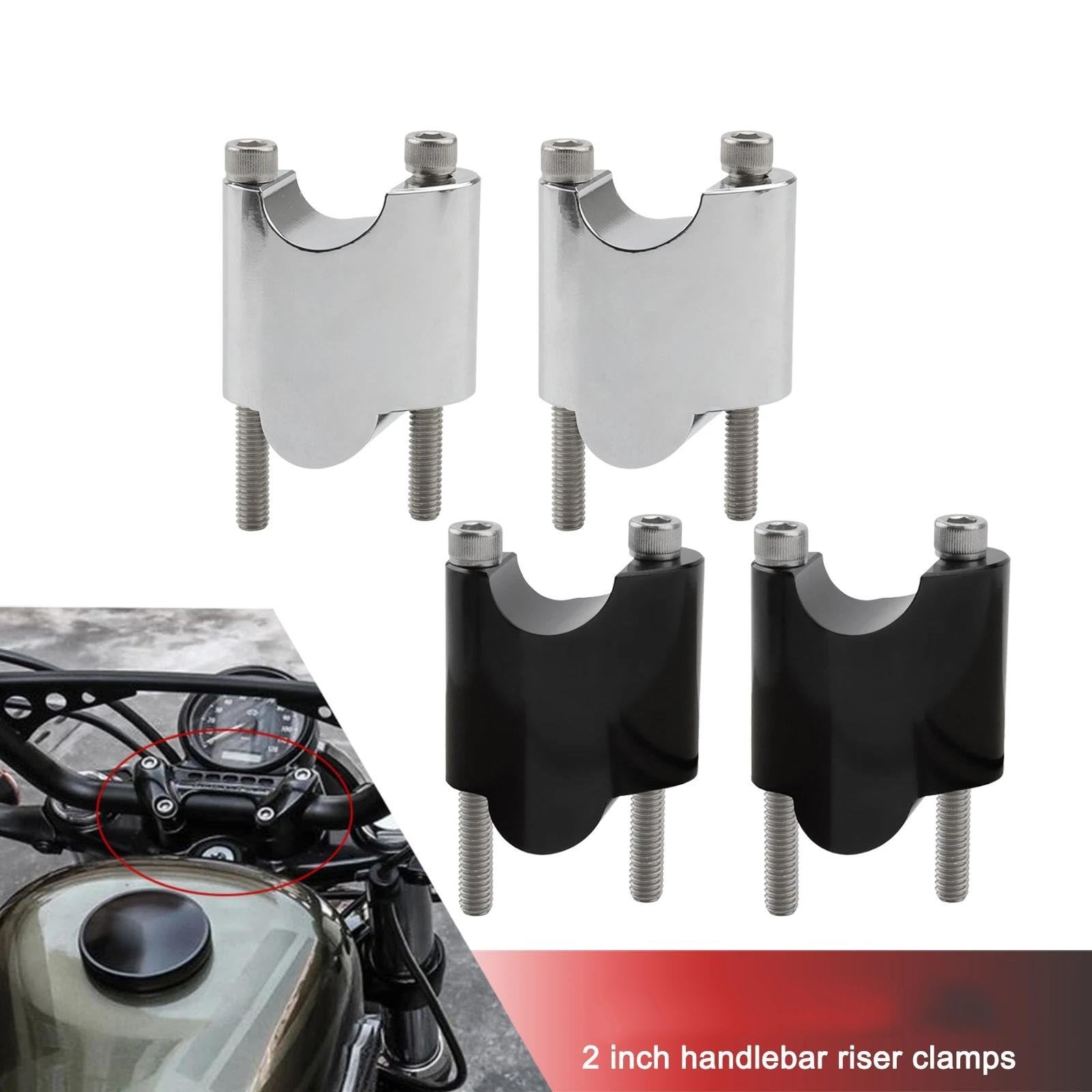Elevadores Manillar Motocicleta para Sportster XL1200X XL 1200X XL1200 X XL 1200 X 48 Montaje Barra Elevadora Manillar Extensión Bloque Elevación Alzas Manillar Moto(Chrome)