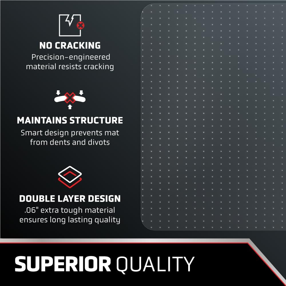 NINJA Easy Glide Office Chair Mat for Carpet Floors, Strong Slip Resistant Under Desk Floor Protector, Stay in Place Plastic Computer Mats for Rolling Work and Gaming Chairs, 32.5x48 Inch, Clear Lip