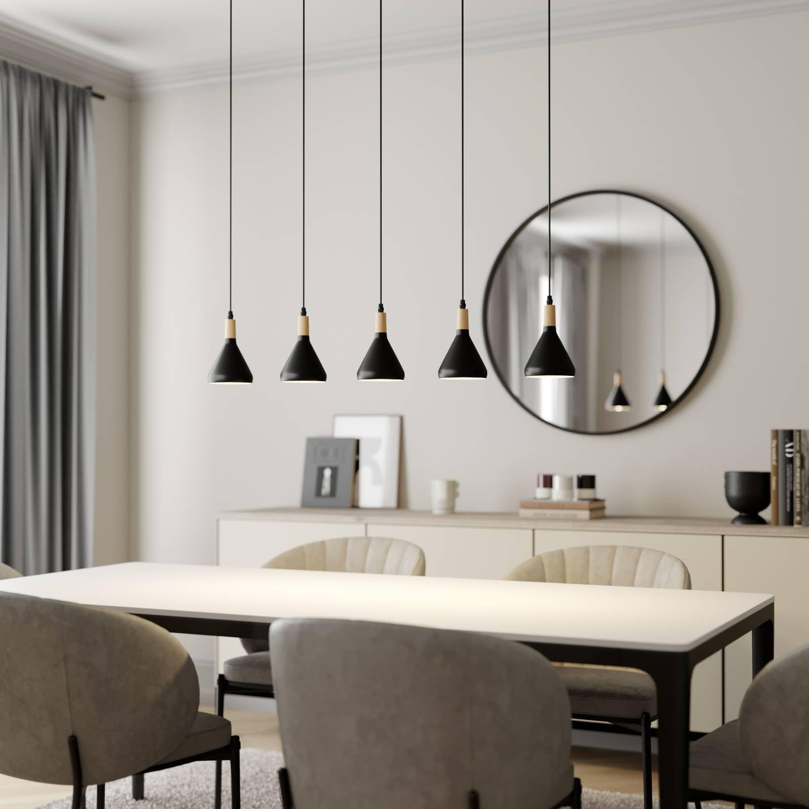 Lindby Lámpara colgante Arina (Moderno) en Negro hecho de Metal e.o. para Salón & Comedor (5 llamas, E14) lámpara techo