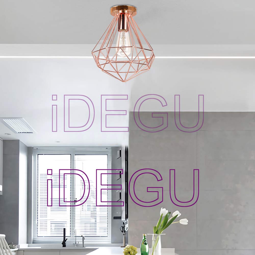iDEGU 3 Luci Lampadario a Sospensione Vintage E27 Plafoniera Industriale in Legno Metallo Gabbia Lampada da Soffitto Retrò Lampade a Sospensione per Cucina Salotto Cameretta (Bianco, Legno, Rotonda