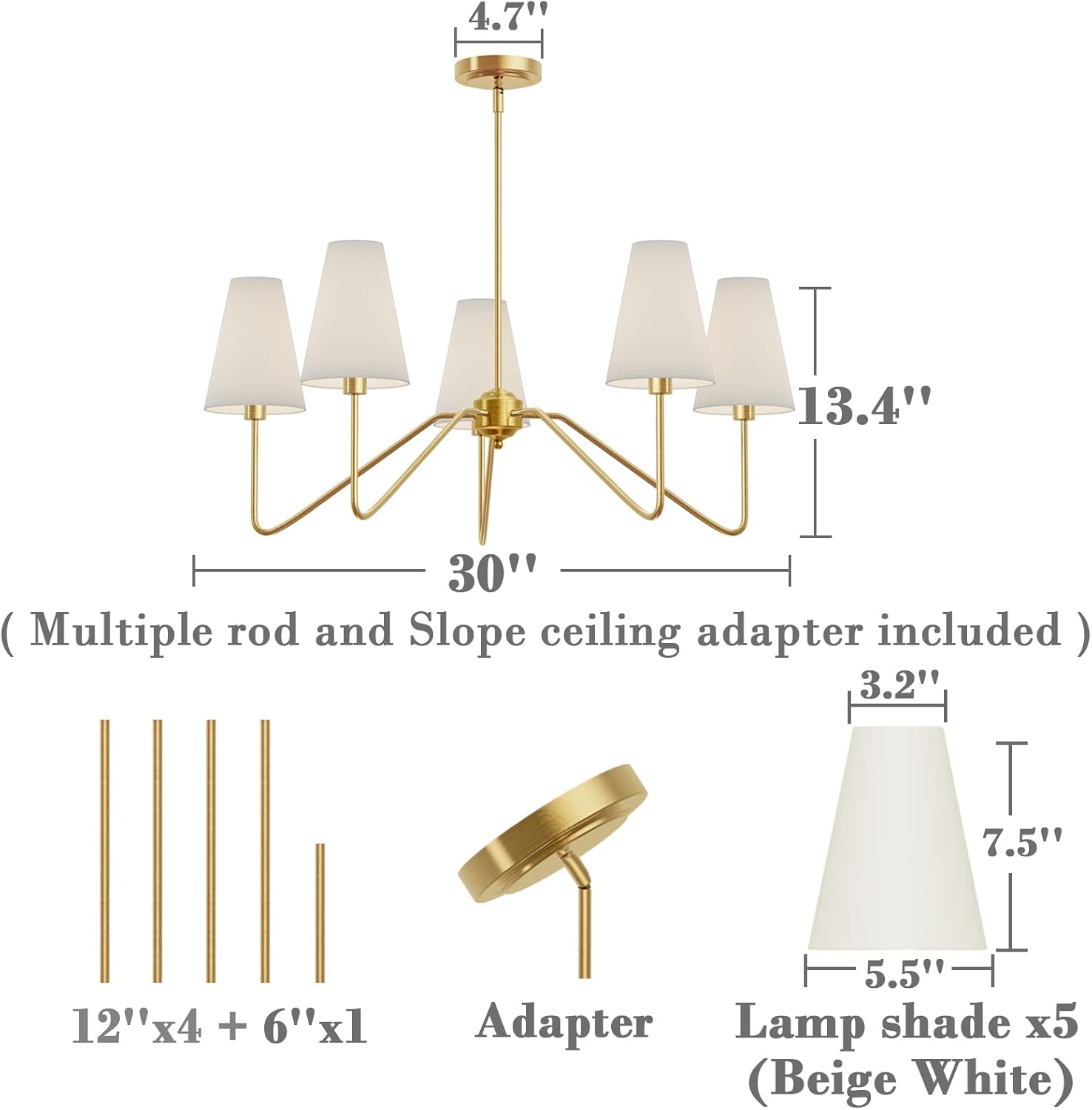 One-Day Sale: Up to 60% Off Electro bp;30Dia 5-Arm Classic Chandeliers Polished Gold with White Linen Shades,200W Black Friday Clearance Electro bp;30Dia 5-Arm Classic Chandeliers Polished Gold with White Linen Shades,200W