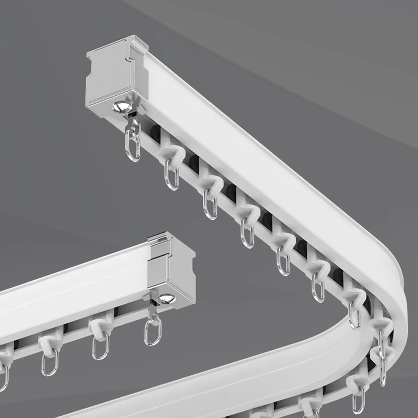Tringle Rideau Système de Rail de Rideau en Aluminium pour Montage au Plafond Ou au Mur, Rails de Rail de Rideau Flexibles et Pliables pour Charges Lourdes, Tringle à Rideau Droite Courbée(Ceiling Mou